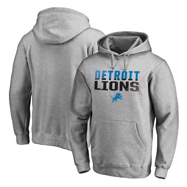 Detroit Lions NFL Pro Line by Fanatics Branded Ash Iconic Collection Fade Out Pullover Hoodie 90Hou